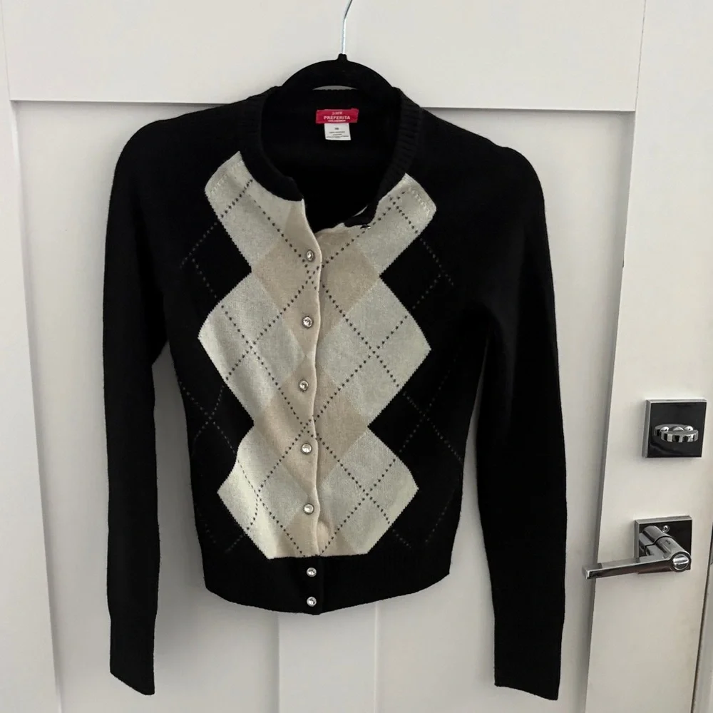 J. Crew Preferita Cashmere Sweater - Black with Pink Label - Picture 1 of 3